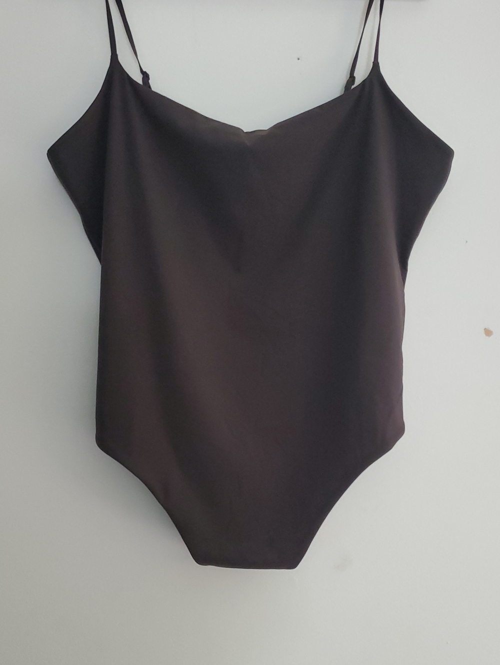 Athleta BodyMove Vitaform Cami Thong Bodysuit Brown Espresso Size XL NWT